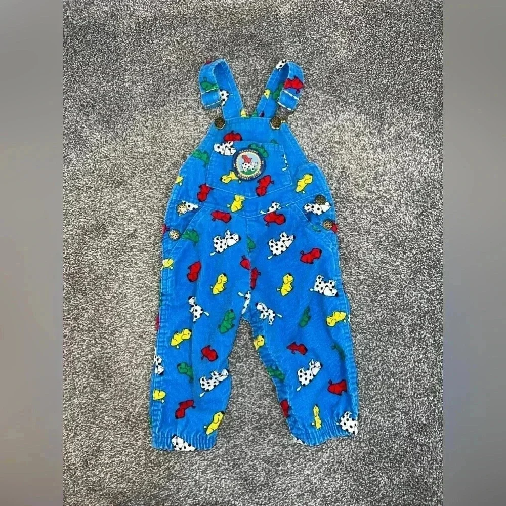 VINTAGE OSHKOSH BGOSH RIBBED PUPPY KENNEL OVERALLS SIZE 12 months